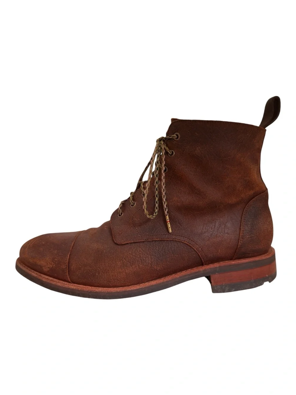 Taft Dragon Lace-Up Cap-Toe Boots in Brown Leather Men's Size 9
